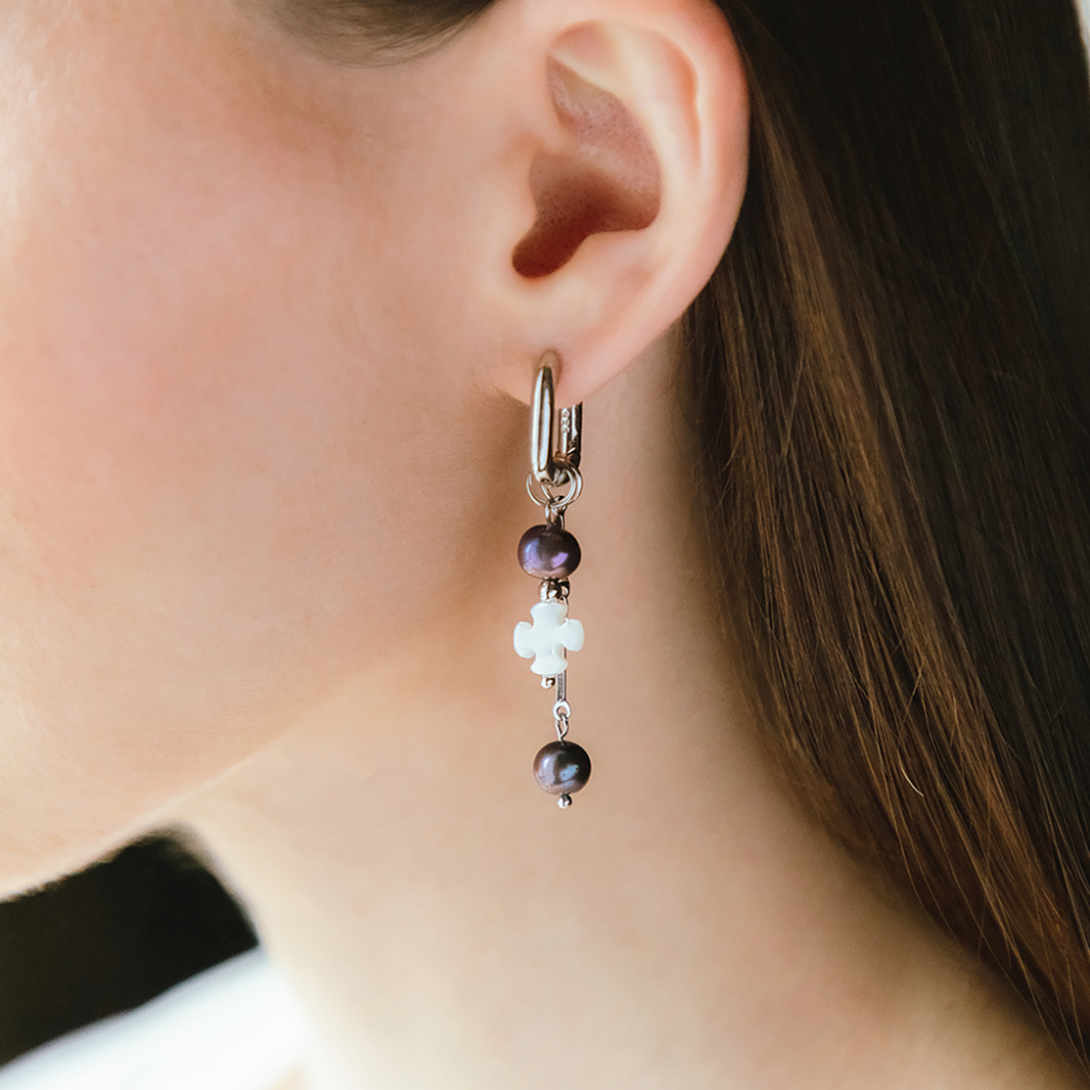 картинка Серьги "Жемчуг и цепи" 