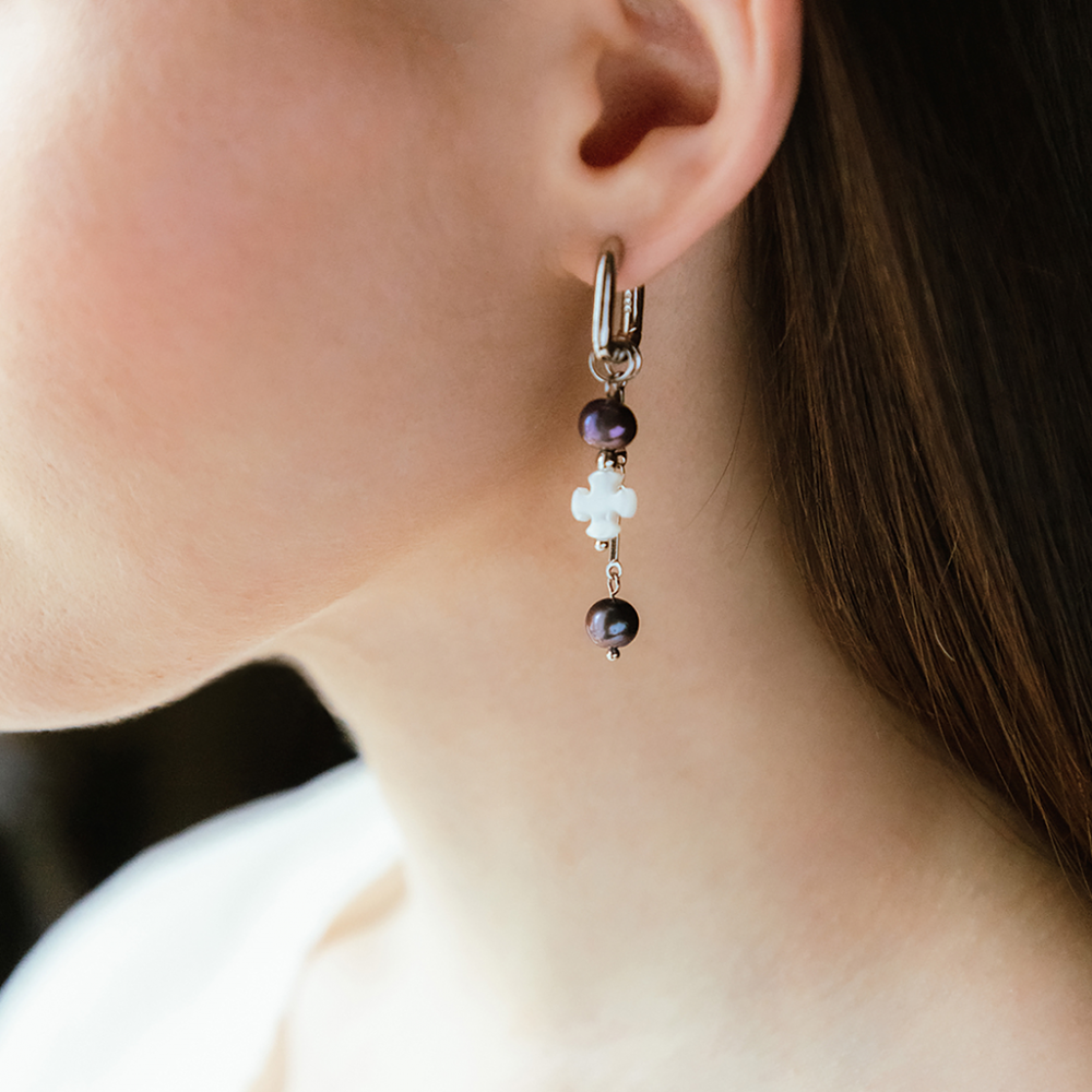 картинка Серьги "Жемчуг и цепи" 