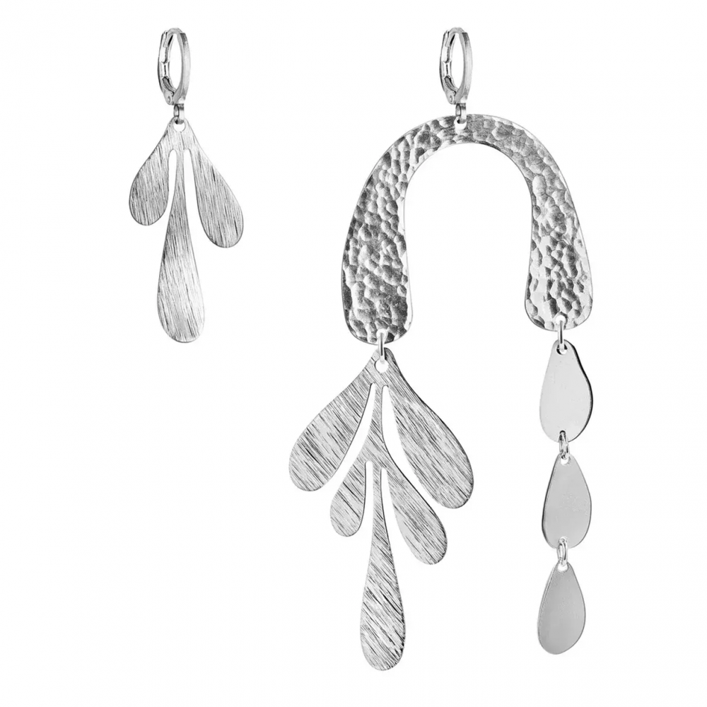 картинка Ассиметричные серьги "Матисс" посеребренные 