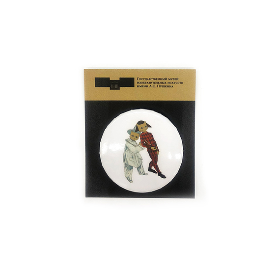 картинка Значок "Котики" по мотивам картины Поля Сезанна "Пьеро и Арлекин (Марди-Гра)" (1888–1890) 