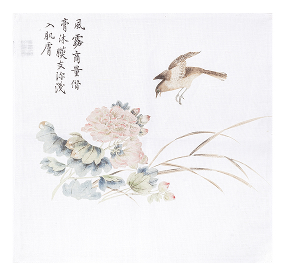 картинка Салфетка "Птица, подлетающая к цветку гибискуса" 