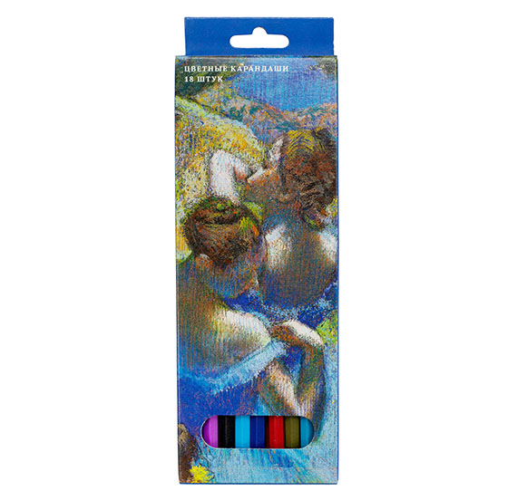 картинка Набор цветных карандашей. Эдгар Дега "Голубые танцовщицы" 