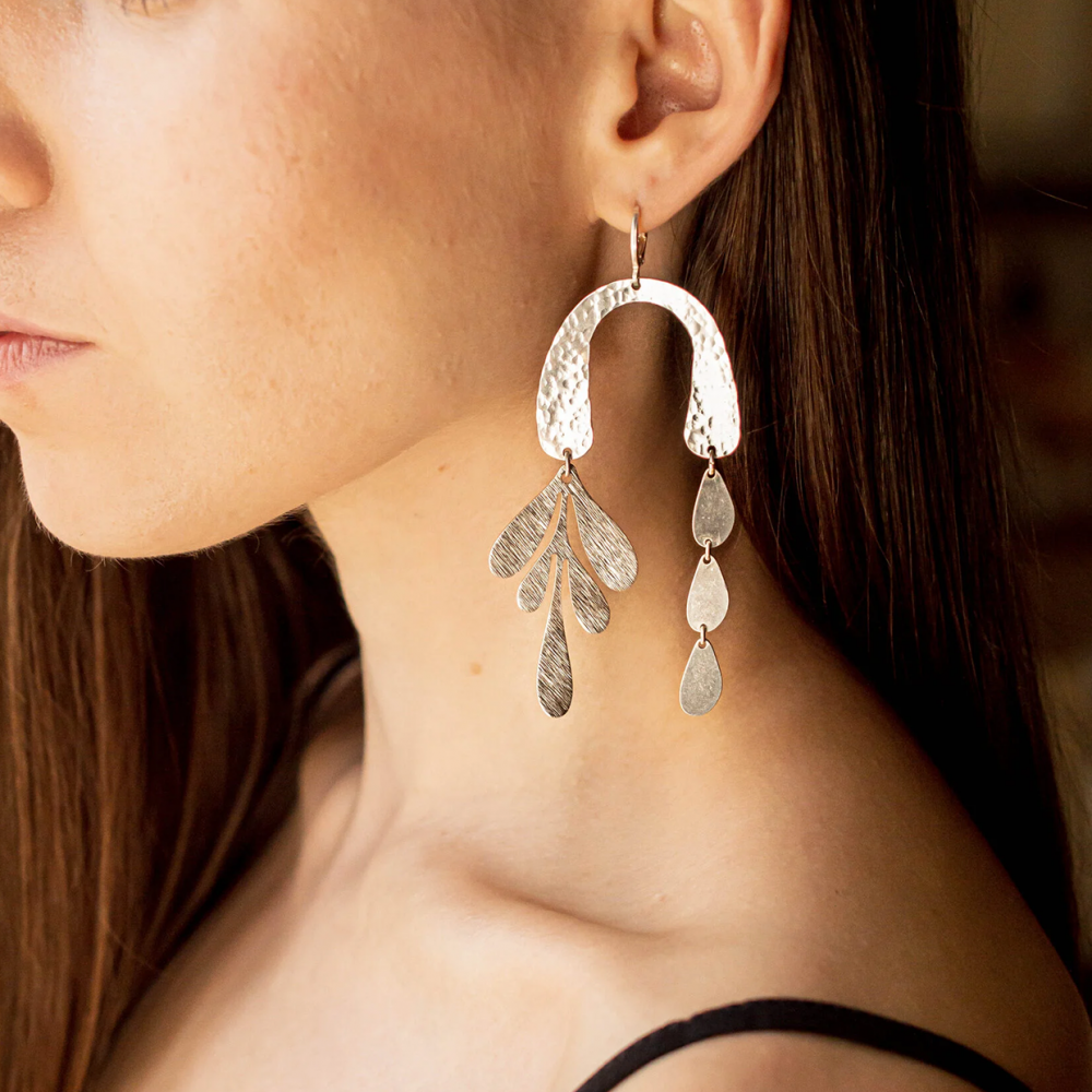 картинка Ассиметричные серьги "Матисс" посеребренные 