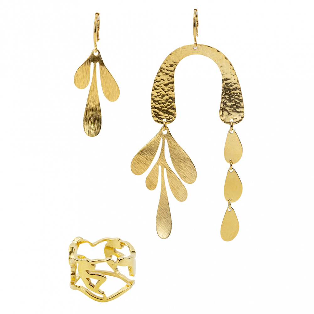 картинка Ассиметричные серьги "Матисс" с позолотой 