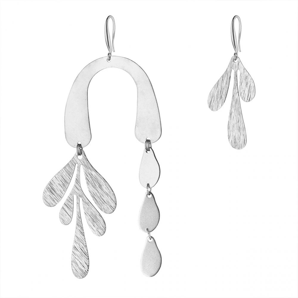 картинка Ассиметричные серьги "Матисс" посеребренные 