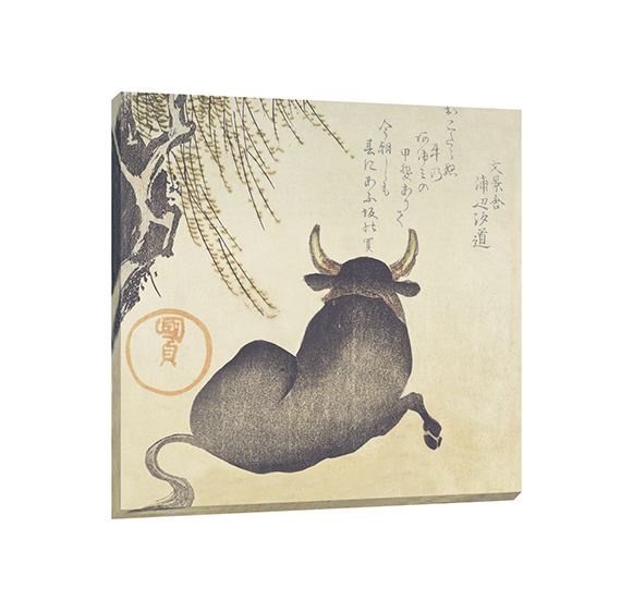 картинка Модульная картина "Утагава Кунисада I.  Бык, лежащий под ивой" 