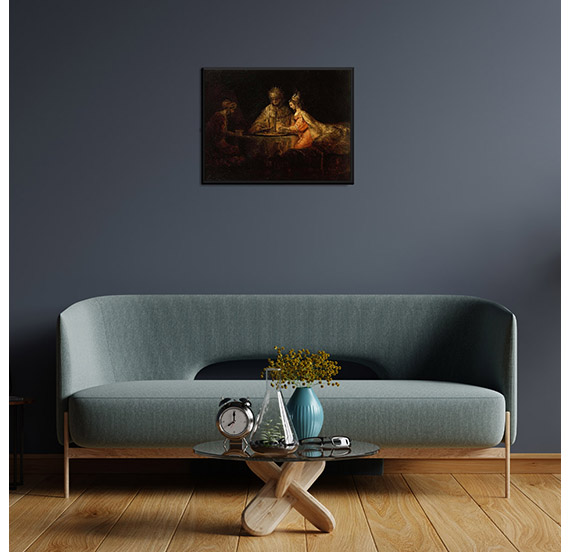 картинка Рембрандт Харменс ван Рейн "Артаксеркс, Аман и Эсфирь" 
