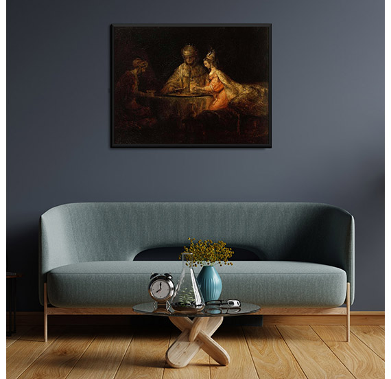 картинка Рембрандт Харменс ван Рейн "Артаксеркс, Аман и Эсфирь" 